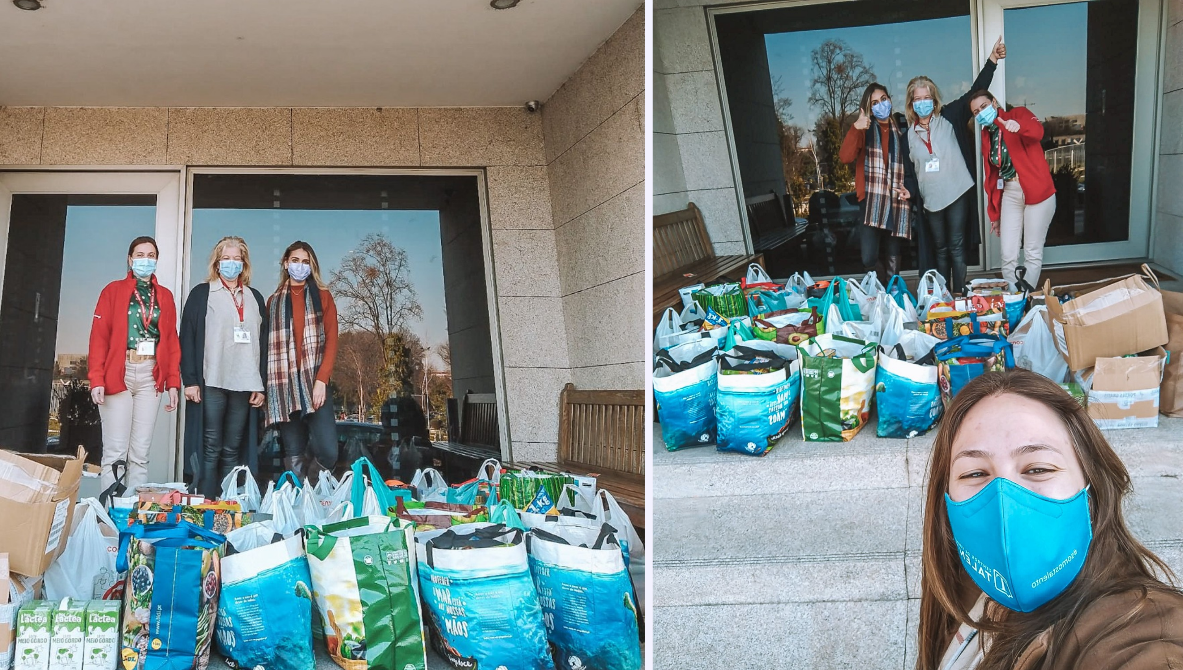  Colaboradores de talento con bolsas de donaciones para la Casa Ronald McDonald en Oporto